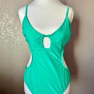 No Boundaries Teal Cutout One-Piece Swimsuit